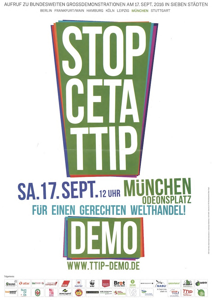 Stopp CETA u TTIP Großdemo 17 Sep Odeonsplatz München
