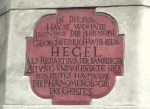 Hegel-Gedenktafel am Haus zum Krebs. Foto: You Xie